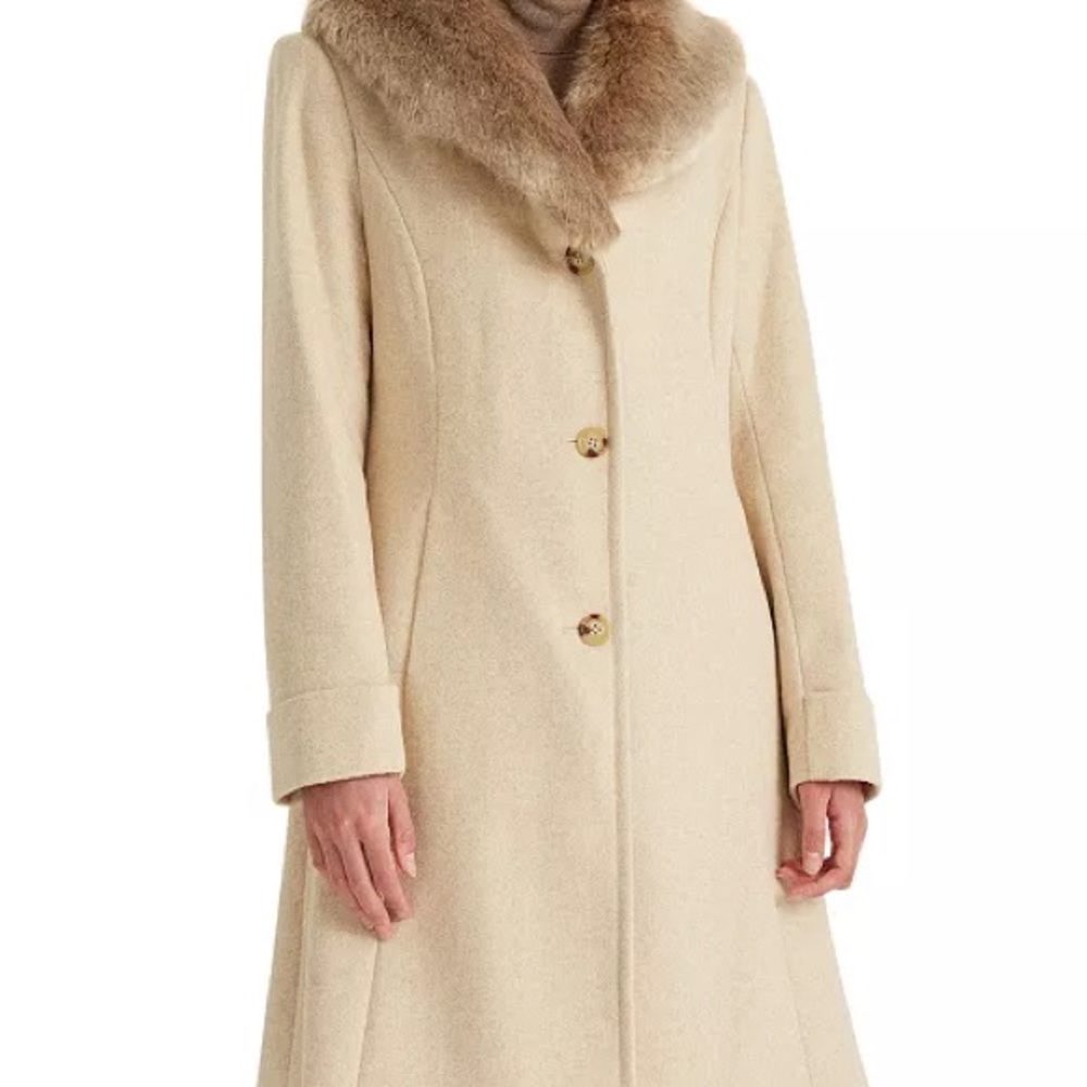 Ralph Lauren Cream Fur Collar Coat